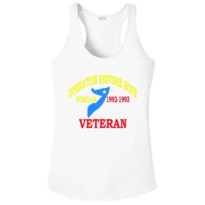 Mogadishu Somalia Veteran Operation Restore Hope War Veteran Ladies PosiCharge Competitor Racerback Tank