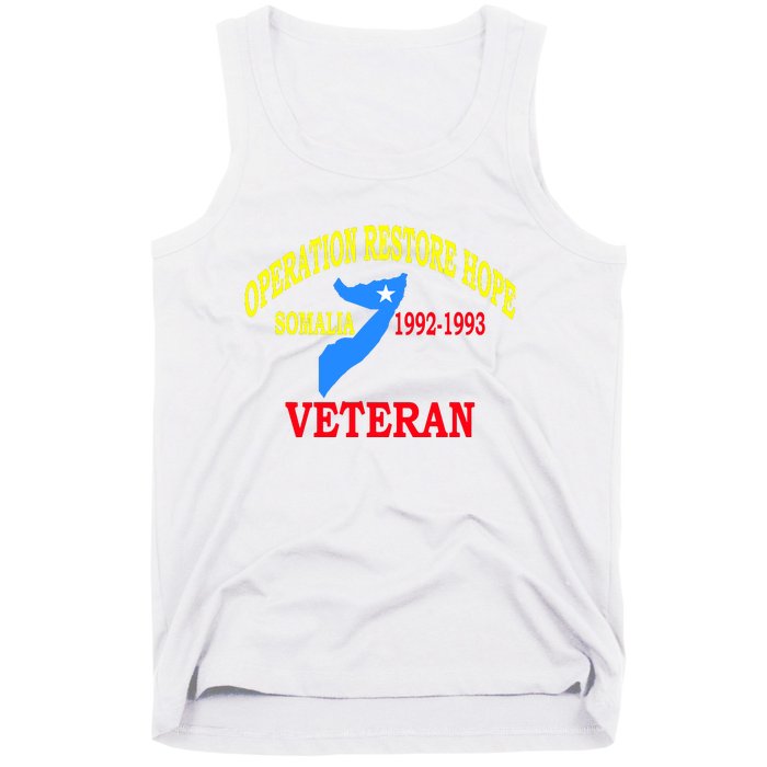 Mogadishu Somalia Veteran Operation Restore Hope War Veteran Tank Top