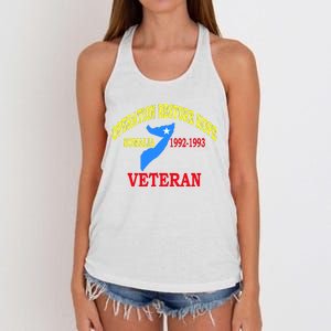 Mogadishu Somalia Veteran Operation Restore Hope War Veteran Women's Knotted Racerback Tank