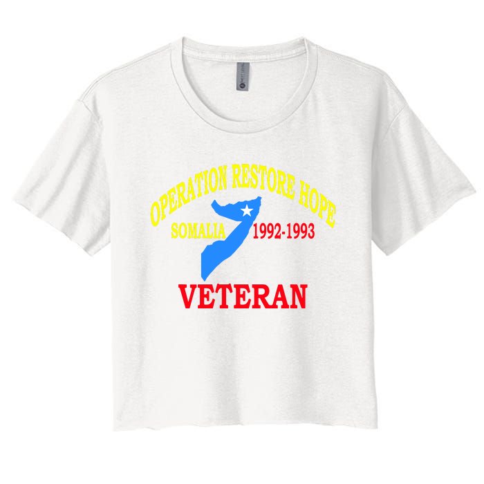 Mogadishu Somalia Veteran Operation Restore Hope War Veteran Women's Crop Top Tee