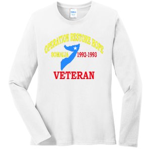 Mogadishu Somalia Veteran Operation Restore Hope War Veteran Ladies Long Sleeve Shirt