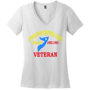 Mogadishu Somalia Veteran Operation Restore Hope War Veteran Women's V-Neck T-Shirt