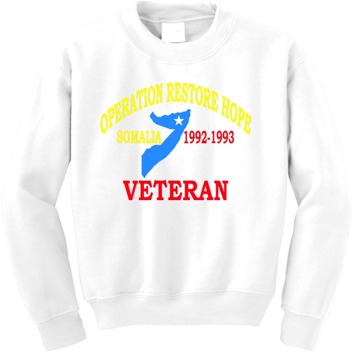 Mogadishu Somalia Veteran Operation Restore Hope War Veteran Kids Sweatshirt