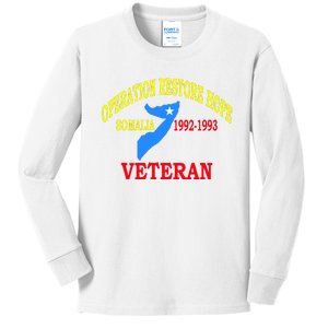 Mogadishu Somalia Veteran Operation Restore Hope War Veteran Kids Long Sleeve Shirt