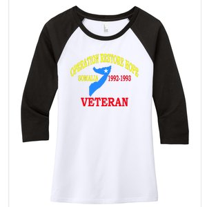 Mogadishu Somalia Veteran Operation Restore Hope War Veteran Women's Tri-Blend 3/4-Sleeve Raglan Shirt