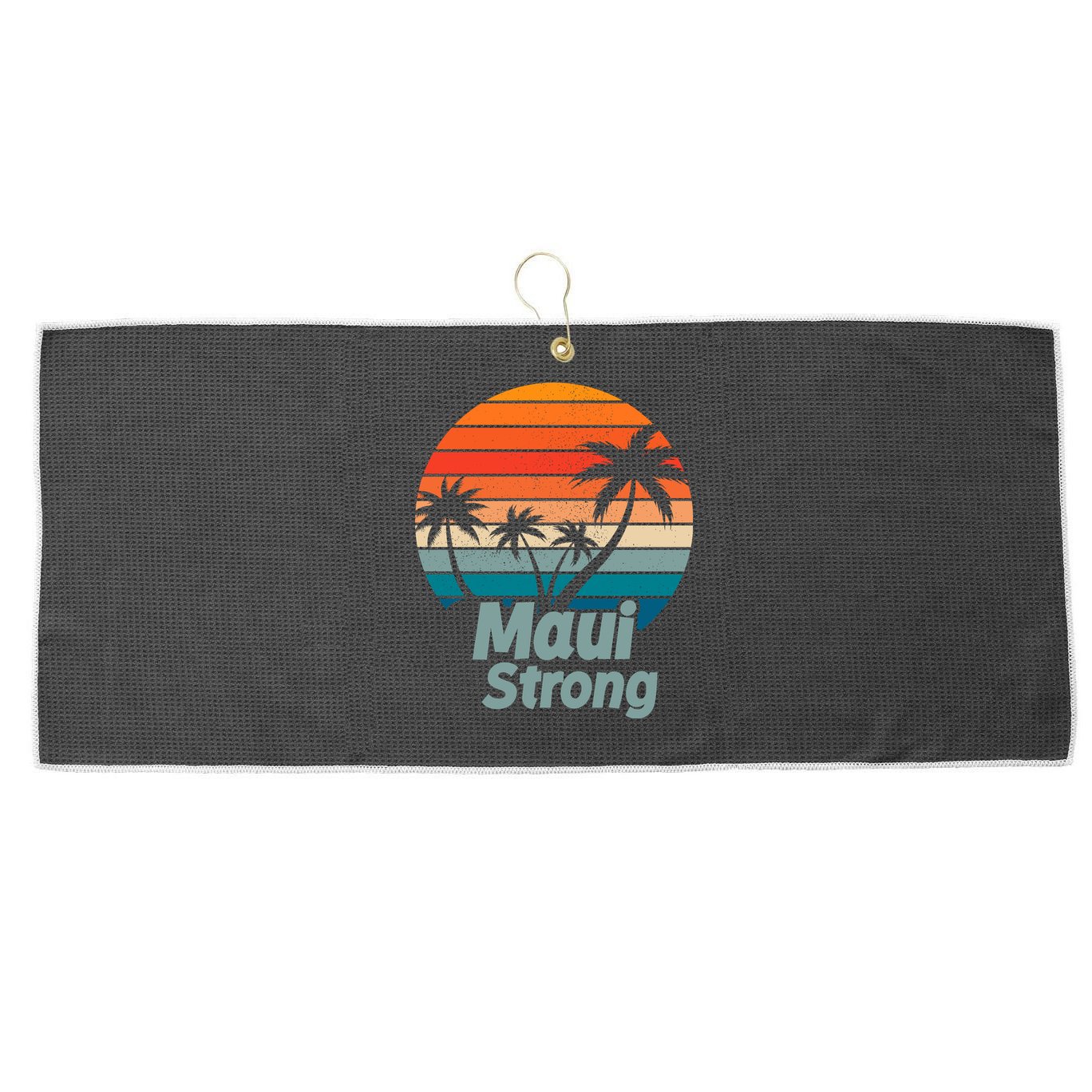 Maui Strong Vintage Sunset Wildfire Large Microfiber Waffle Golf Towel