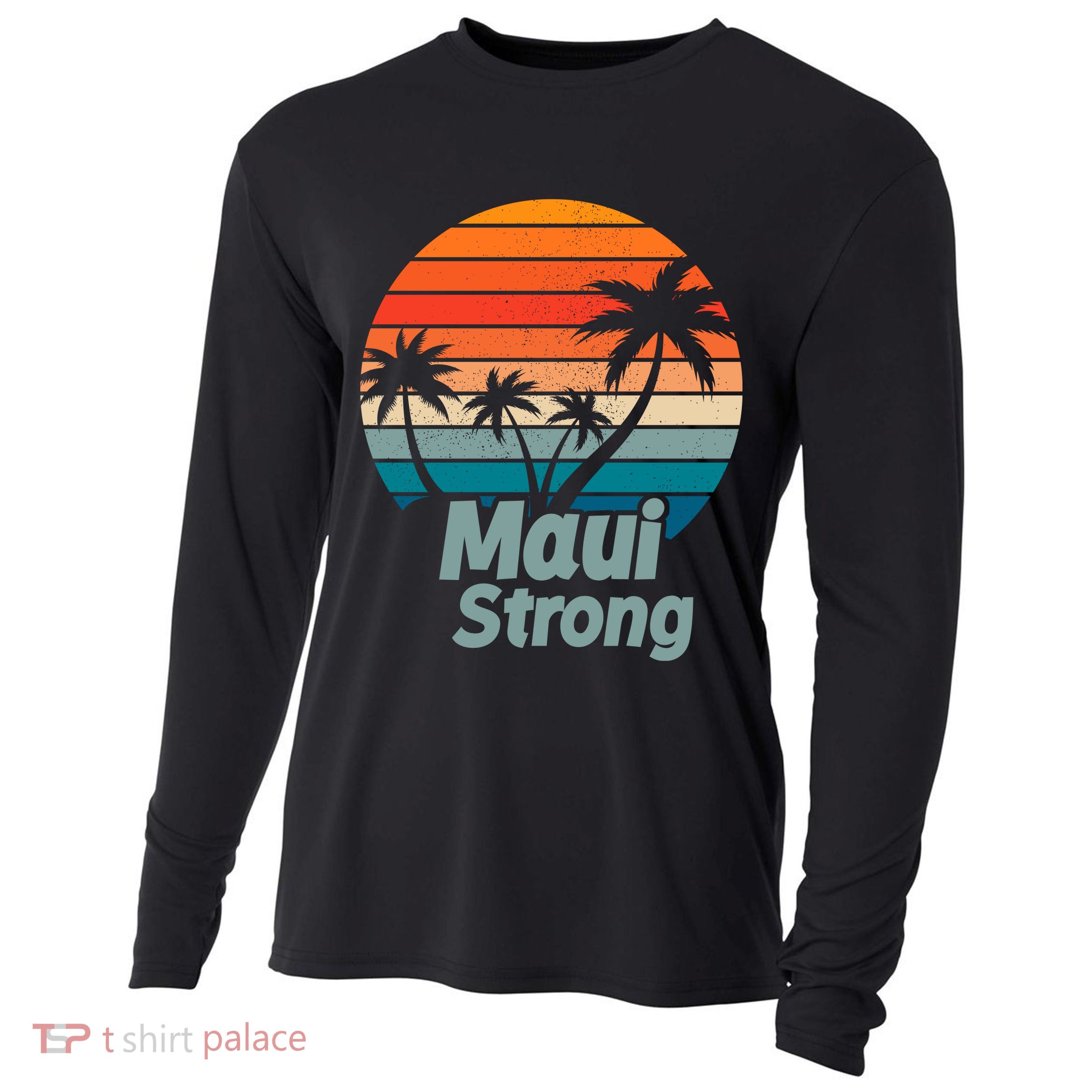 Maui Strong Vintage Sunset Wildfire Cooling Performance Long Sleeve Crew