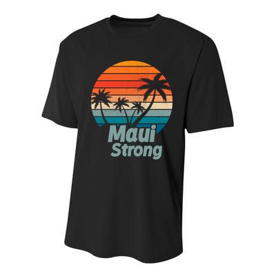 Maui Strong Vintage Sunset Wildfire Youth Performance Sprint T-Shirt