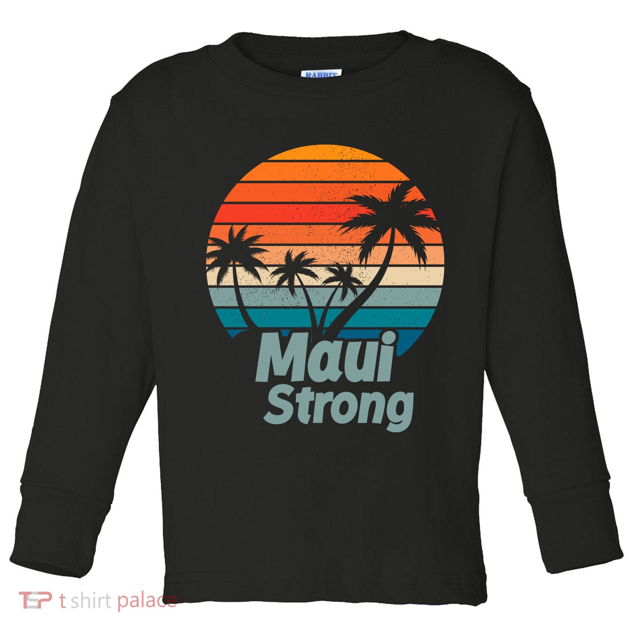 Maui Strong Vintage Sunset Wildfire Toddler Long Sleeve Shirt