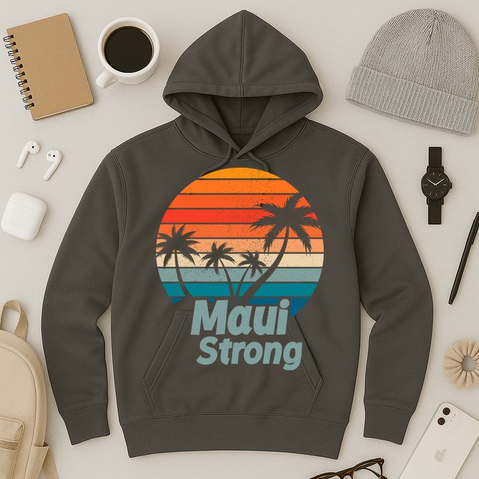 Maui Strong Vintage Sunset Wildfire Hoodie