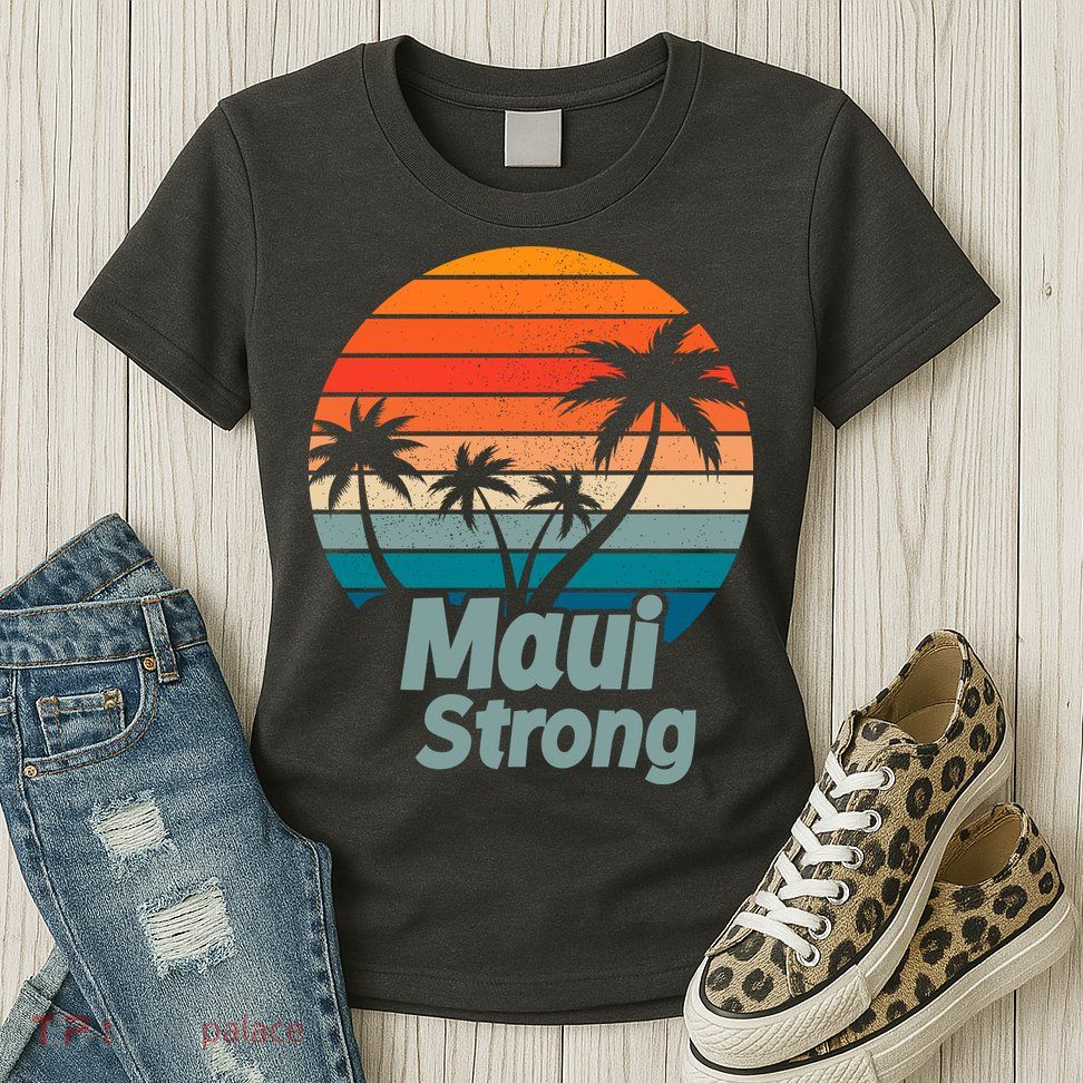 Maui Strong Vintage Sunset Wildfire Womens T-Shirt