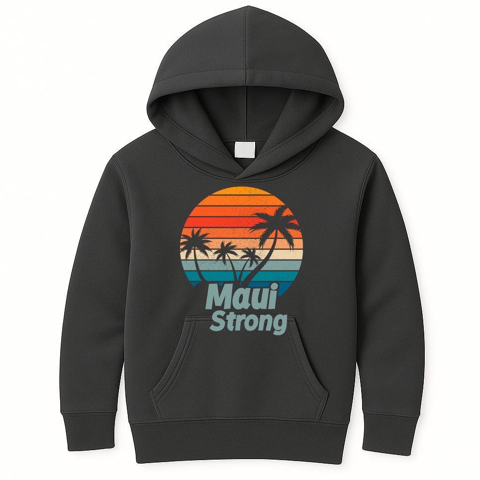 Maui Strong Vintage Sunset Wildfire Kids Hoodie