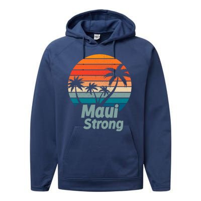 Maui Strong Vintage Sunset Wildfire Performance Fleece Hoodie