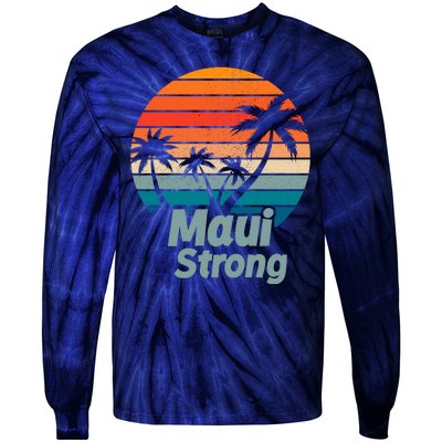 Maui Strong Vintage Sunset Wildfire Tie-Dye Long Sleeve Shirt