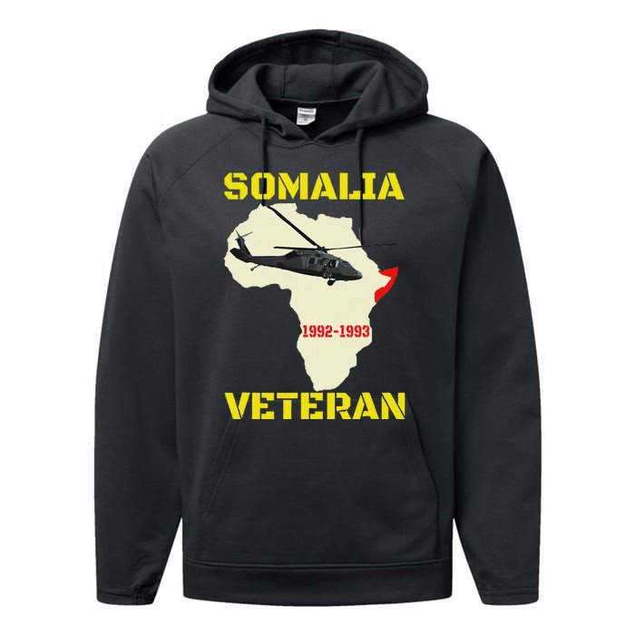 Mogadishu Somalia Veteran Operation Restore Hope War Veteran Performance Fleece Hoodie