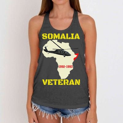 Mogadishu Somalia Veteran Operation Restore Hope War Veteran Women's Knotted Racerback Tank