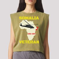 Mogadishu Somalia Veteran Operation Restore Hope War Veteran Garment-Dyed Women's Muscle Tee