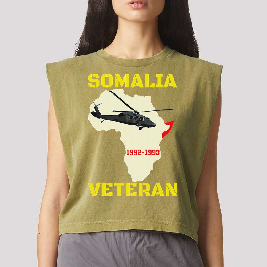 Mogadishu Somalia Veteran Operation Restore Hope War Veteran Garment-Dyed Women's Muscle Tee