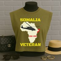 Mogadishu Somalia Veteran Operation Restore Hope War Veteran Garment-Dyed Women's Muscle Tee