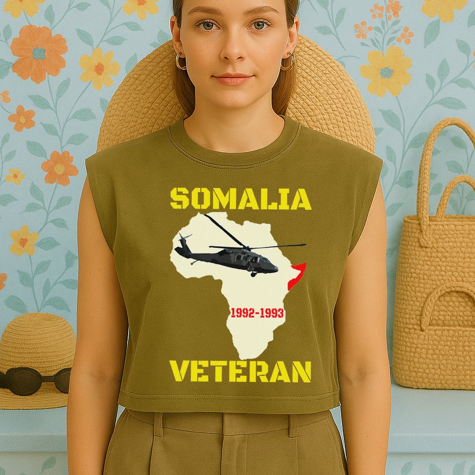 Mogadishu Somalia Veteran Operation Restore Hope War Veteran Garment-Dyed Women's Muscle Tee