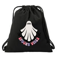 Minimalist “Spooky Vibes” Ghost Design Great Gift Drawstring Bag