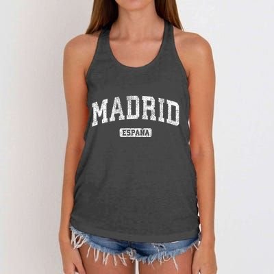 Madrid Spain Vintage Sports Design Women's Knotted Racerback Tank