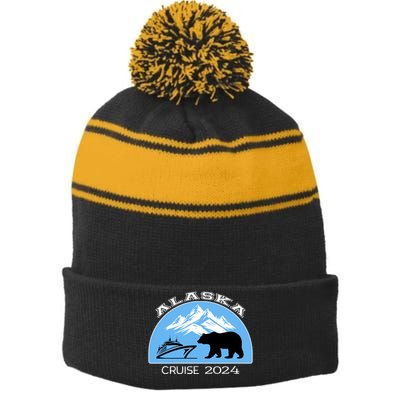 Matching Squad Vacation Alaska Cruise 2024 Stripe Pom Pom Beanie