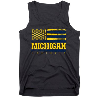 Michigan Softball Vintage Team Retro Softball Fan Tank Top