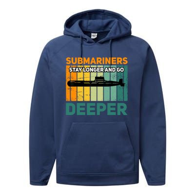 Military Submarine Veteran Gift Us Submarine Stay Longer Performance Fleece Hoodie