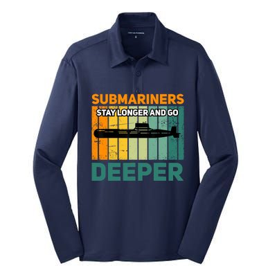 Military Submarine Veteran Gift Us Submarine Stay Longer Silk Touch Performance Long Sleeve Polo