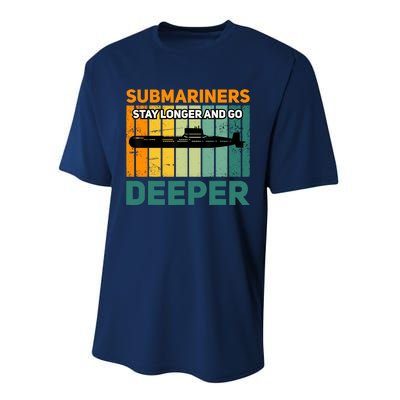 Military Submarine Veteran Gift Us Submarine Stay Longer Performance Sprint T-Shirt