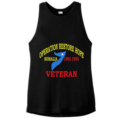 Mogadishu Somalia Veteran Operation Restore Hope War Veteran Ladies PosiCharge Tri-Blend Wicking Tank