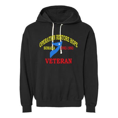 Mogadishu Somalia Veteran Operation Restore Hope War Veteran Garment-Dyed Fleece Hoodie