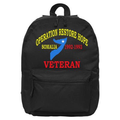 Mogadishu Somalia Veteran Operation Restore Hope War Veteran 16 in Basic Backpack