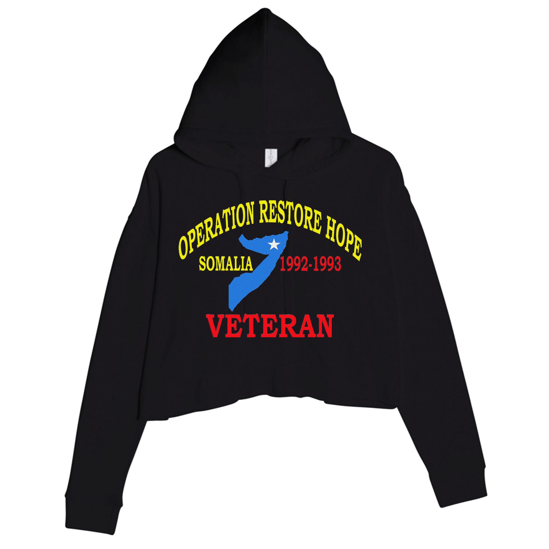 Mogadishu Somalia Veteran Operation Restore Hope War Veteran Crop Fleece Hoodie