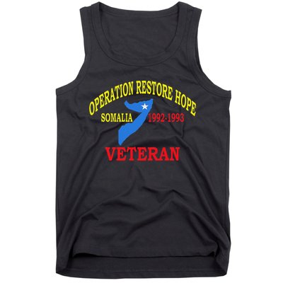 Mogadishu Somalia Veteran Operation Restore Hope War Veteran Tank Top