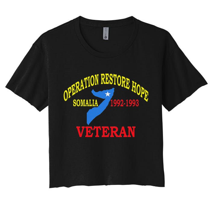 Mogadishu Somalia Veteran Operation Restore Hope War Veteran Women's Crop Top Tee