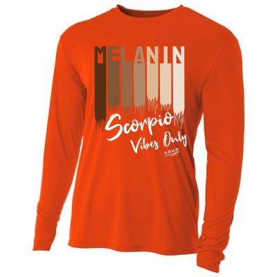 Melanin Scorpio Vibes Only Zodiac Sign For Black Great Gift Cooling Performance Long Sleeve Crew