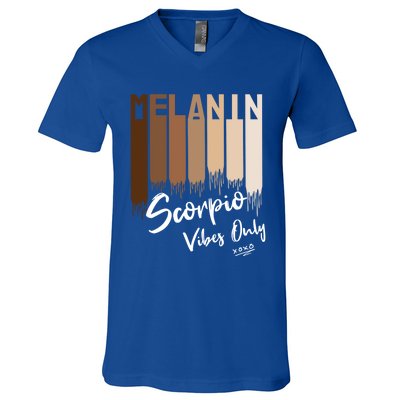 Melanin Scorpio Vibes Only Zodiac Sign For Black Great Gift V-Neck T-Shirt