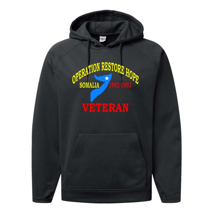 Mogadishu Somalia Veteran Operation Restore Hope War Veteran Performance Fleece Hoodie