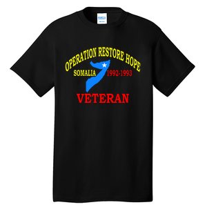 Mogadishu Somalia Veteran Operation Restore Hope War Veteran Tall T-Shirt