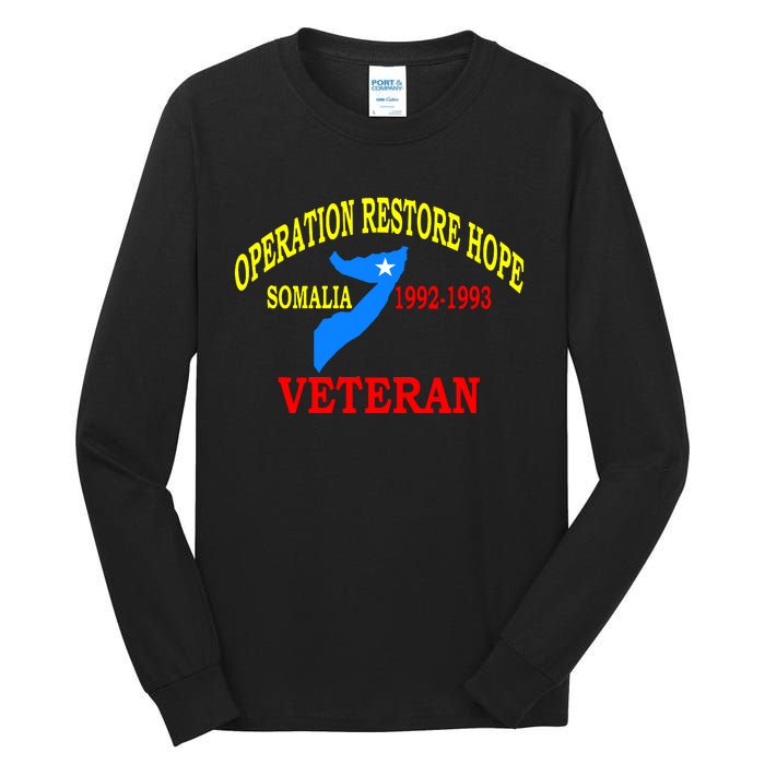 Mogadishu Somalia Veteran Operation Restore Hope War Veteran Tall Long Sleeve T-Shirt