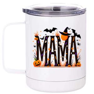 Mama Spooky Vibes Mama With Spider Halloween Gift 12 oz Stainless Steel Tumbler Cup