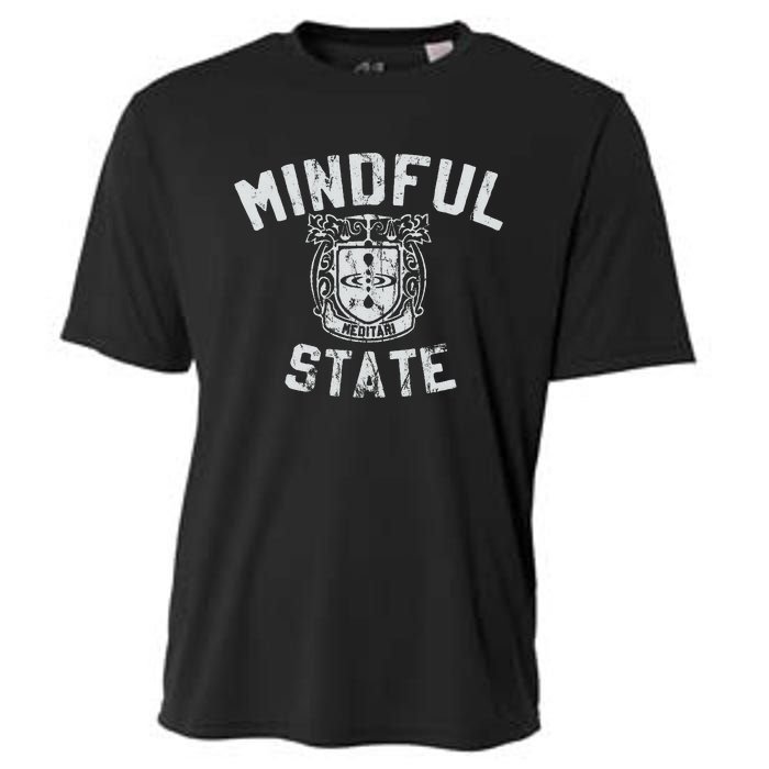 Mindful State Vinteage College Design Mindfulness Cooling Performance Crew T-Shirt