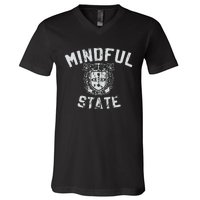 Mindful State Vinteage College Design Mindfulness V-Neck T-Shirt