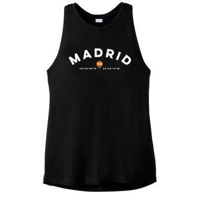 Madrid Spain Vintage Athletic Sports Design Ladies PosiCharge Tri-Blend Wicking Tank