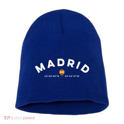 Madrid Spain Vintage Athletic Sports Design Short Acrylic Beanie