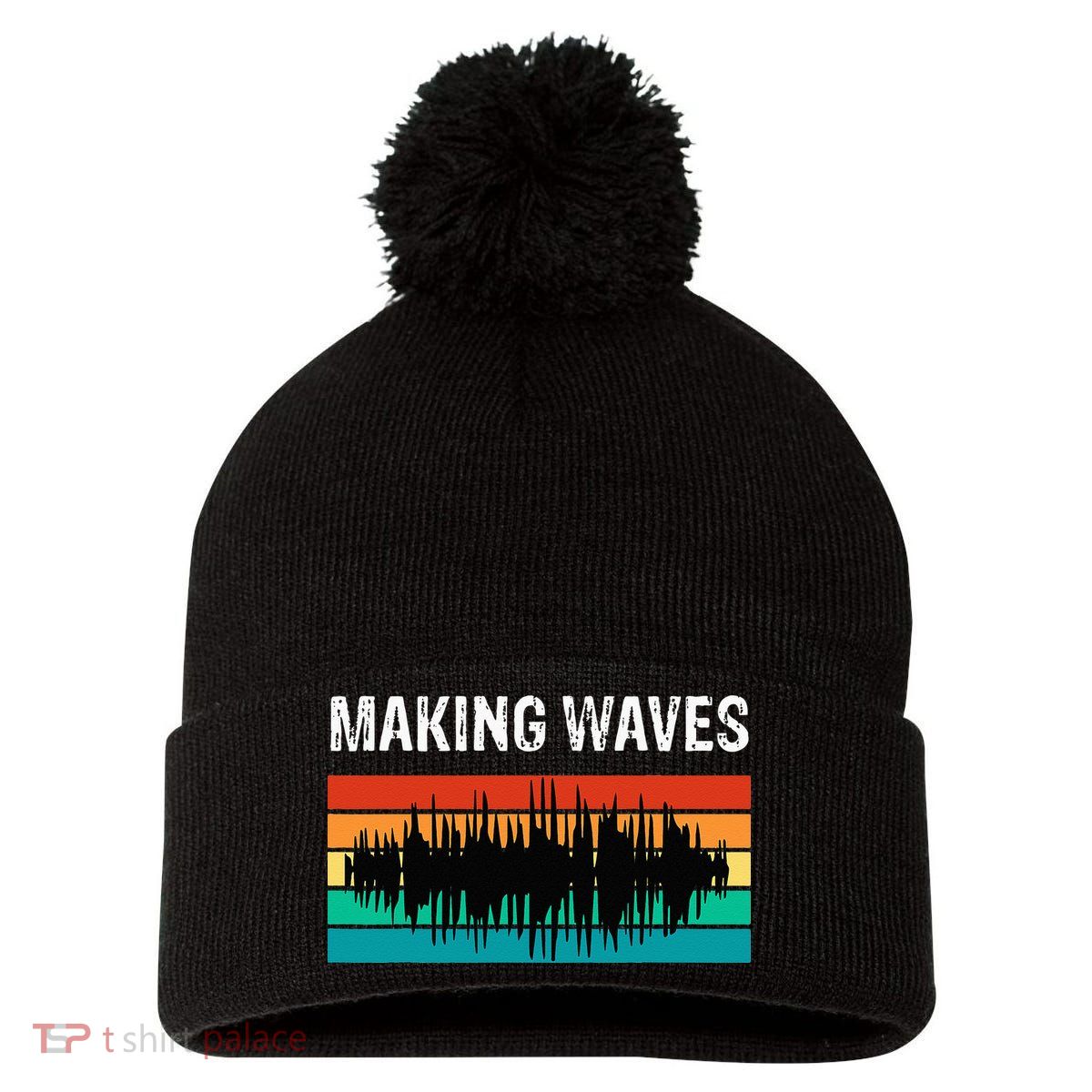 Making Sound Waves Beats Beat Makers Music Producer Pom Pom 12in Knit Beanie