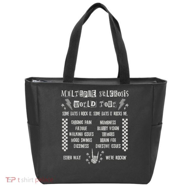 Multiple Sclerosis World Tour MS Awareness Month MS Warrior T-Shirt Zip Tote Bag