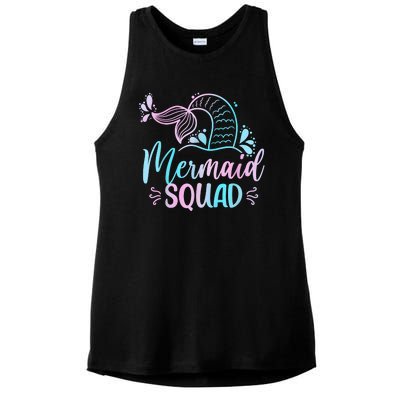 Mermaid Squad Women Birthday Squad Ladies PosiCharge Tri-Blend Wicking Tank